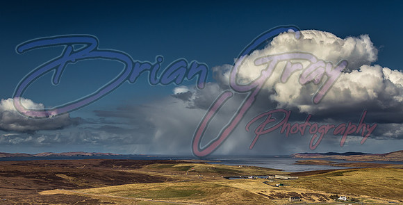 Shower over Yell Sound